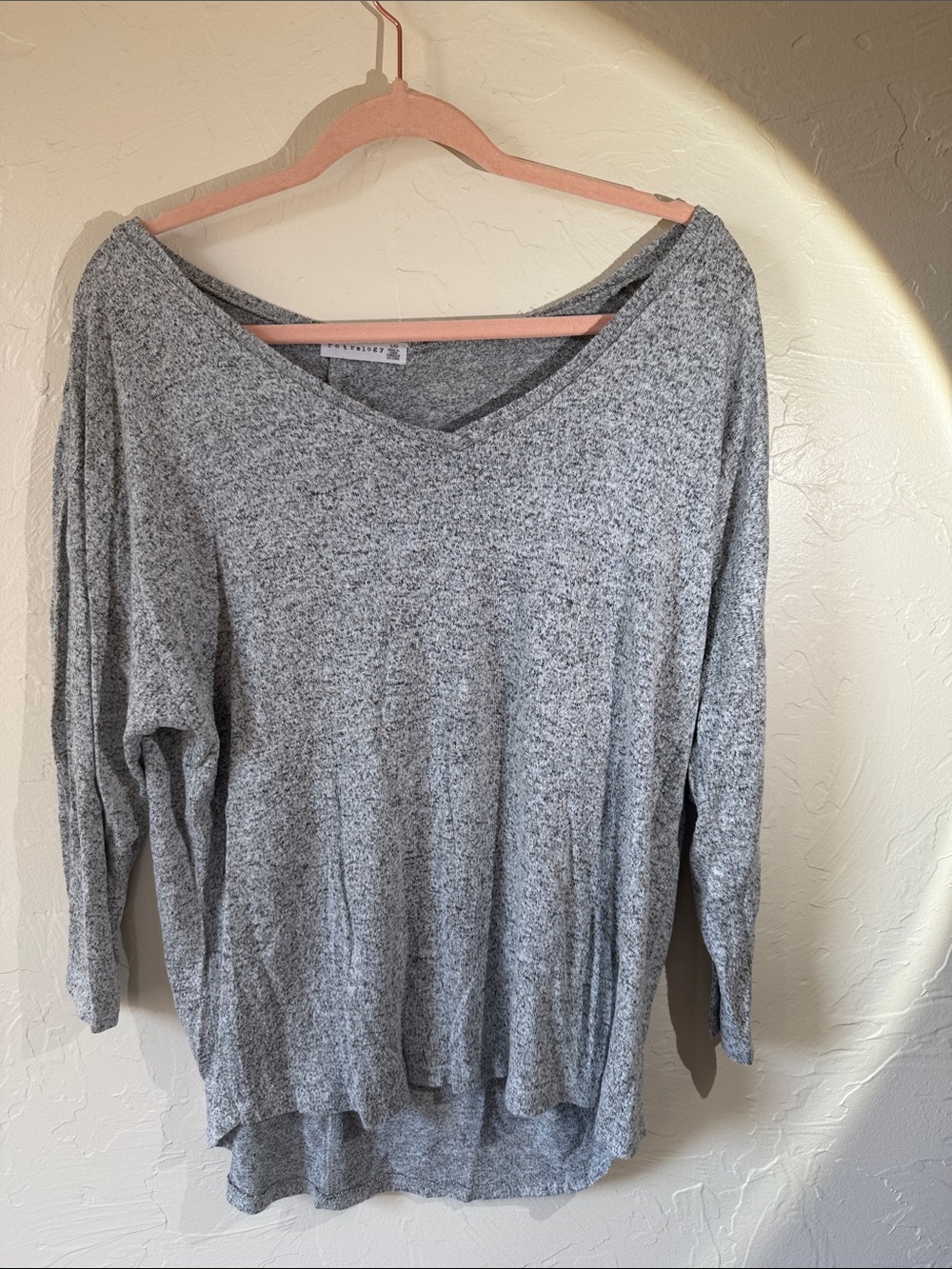 Cozy Gray V-Neck Women's Pullover Sweater